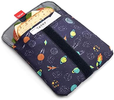  TATAY Snack Bag Reutilizzabile - Borsa per Cibo in Tela Urbanistica | Chiusura Regolabile con Taglio | Anti-Umidità Int