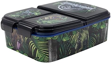 Scatola da pranzo di plastica per bambini con 3 compartimenti - Free da BPA per Jurassic World - School Snack Holder
